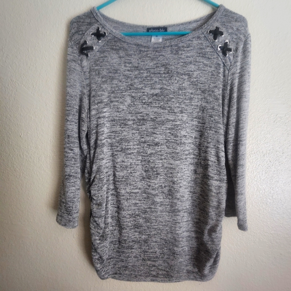 Olivia Blu Lace Up Shoulders Shirt